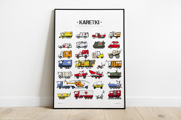 Karetki kolorowe! Plakat na ścianę 50x70cm! Tiny Machinery