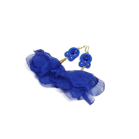 kolczyki soutache Kobaltowe kolczyki sutasz z kwiatami - Tancerki