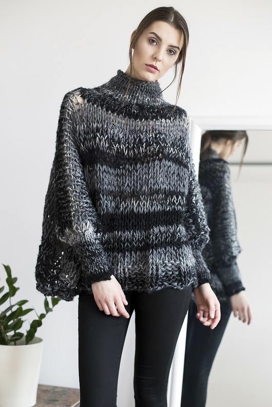 swetry damskie  Sweter szary melanż