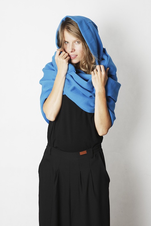 szale damskie Niebieski gruby kapturoszal Mnishkha