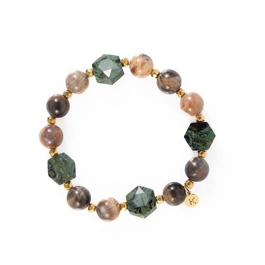 bransoletki z kamieni naturalnych Bransoletka w kolorach ziemi - Wersja Pozłacana