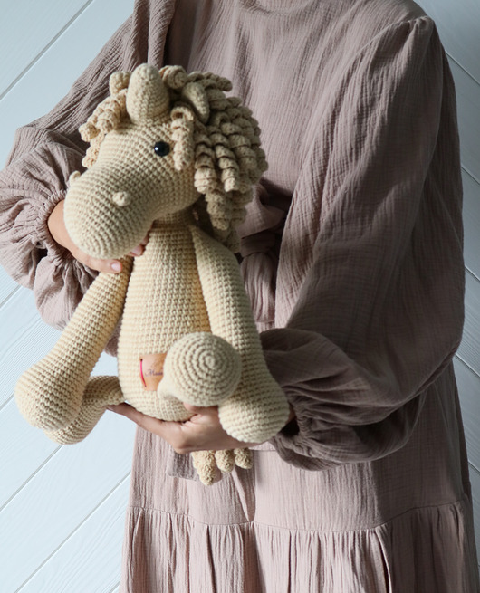 misie i maskotki Beżowy handmade jednorożec w rozmiarze XL