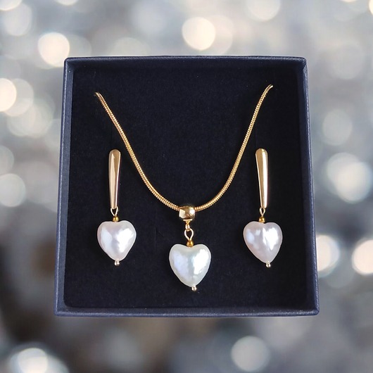 komplet biżuterii RAZEM TANIEJ! komplet : serce - perła : wyjątkowy prezent PREMIUM