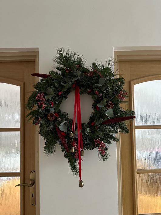 wianki bożonarodzeniowe Duży wianek świąteczny xxl naturalny czerwień