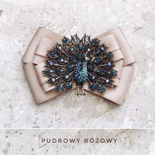 Brosza  z Pawiem NEW Limited!!!! Pudrowy Różowy