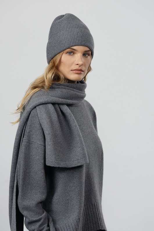 czapki damskie Czapka Merino&cashmere szary