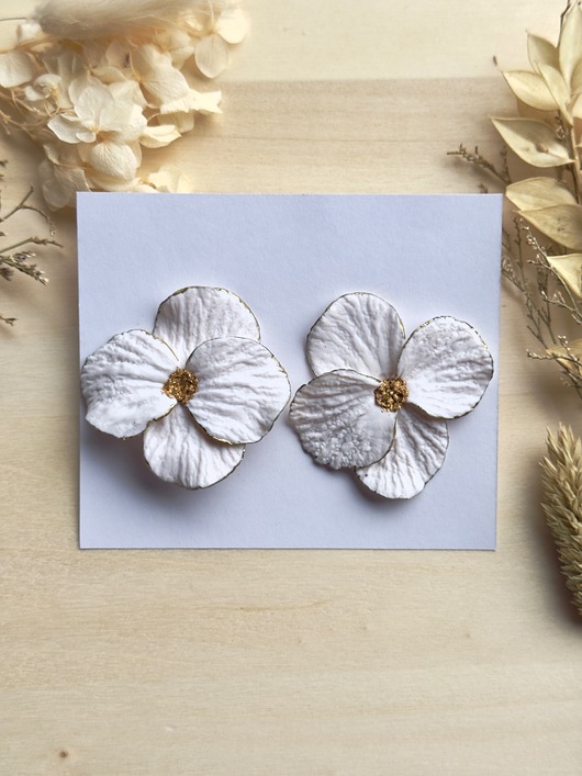 kolczyki z masy plastycznej Kolczyki White Flower