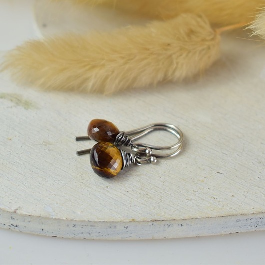 kolczyki srebrne Tygrysie oko krople - srebrne kolczyki