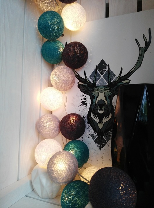Qule Lampki  Cotton Ball Lights "Jeleń" 20 kul qule