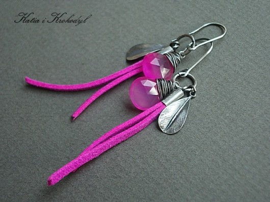 Indianki hot pink- kolczyki Katia i krokodyl