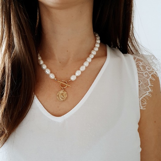 choker z pereł z zapięciem z przodu LEI handmade 