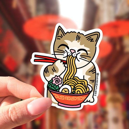 naklejki i wlepy Naklejka kotek ramen