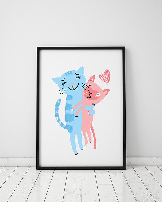 plakat. zakochane kotki (format A3) Love Life and Forest