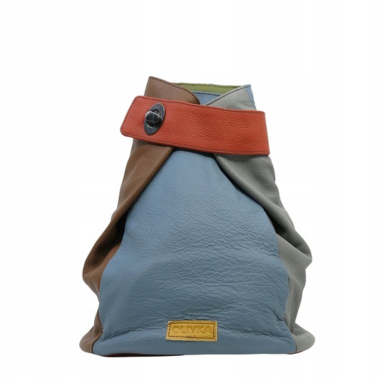 plecaki Plecak damski klasyczny skórzany kolorowy regulowane szelki kieszeń OLIVKA