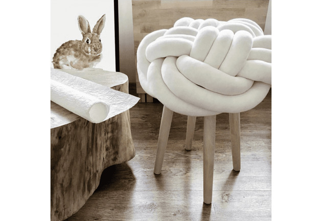 poduszki supły Pokrowiec KNOT STOOL ecru