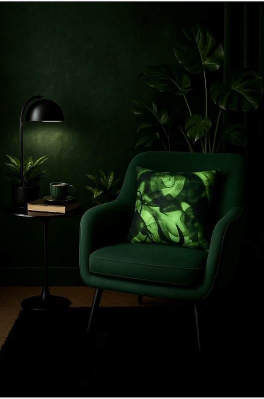 poduszki z grafiką Aksamitna PODUSZKA dekoracyjna, autorski print w zielone jeziora