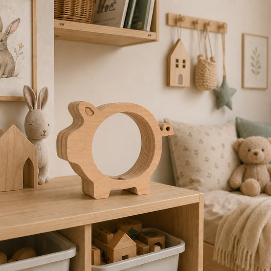 pokój dziecka - różne Drewniana skarbonka PROSIAK Piggy Bank prezent urodziny Montessori