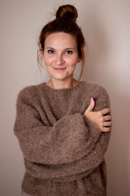 swetry damskie Sweter brązowy, luźny sweter, sweter na drutach, sweter z alpaki
