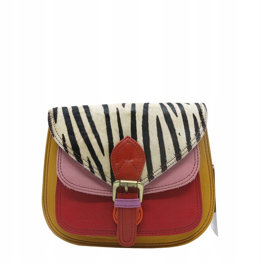 torby na ramię Torebka listonoszka damska skórzana pasek klapka wzór oryginalna OLIVKA