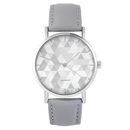 zegarki unisex Zegarek - Geometric szary - szary, skórzany