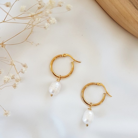 kolczyki złote Kolczyki złote koła z perłą