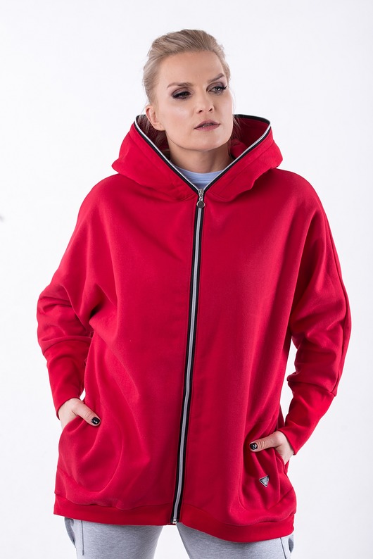 bluza z kapturem damska BLUZA  NIETOPERZ CZERWONA  Conscious