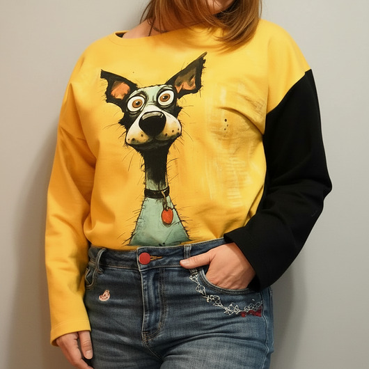 bluza bez kaptura damska Nietypowa bluza oversize bawełniana Zwariowany Pies