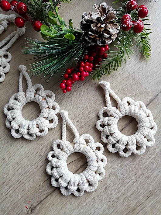 ozdoby choinkowe Makrama ozdoby na choinkę 6 sztuk