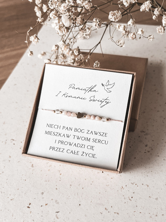 bransoletki z kamieni naturalnych Bransoletka Sweetheart prezent z okazji I Komunii Świętej