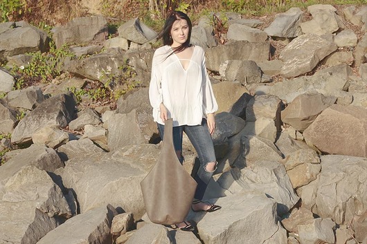 Short Boogi Bag brązowa / torebka hobo / boho hairoo