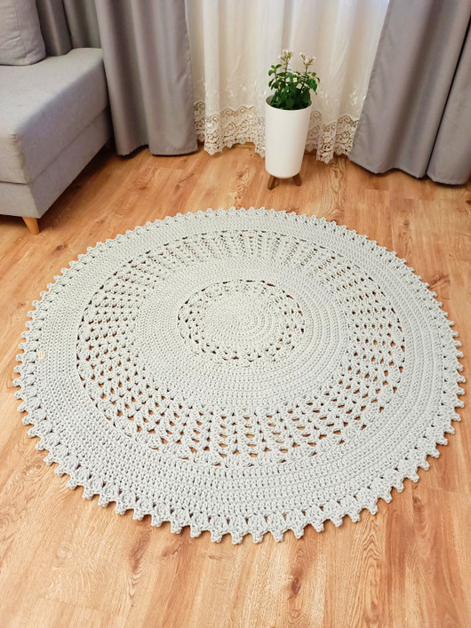 dywany DYWAN WACHLARZE szydełkowy 120 cm