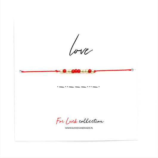  Bransoletka koralikowa For Luck LOVE (srebrna) Ilovehandmade