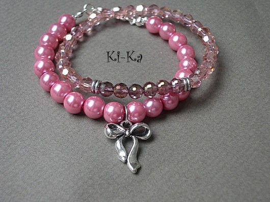 Grey and antique pink 4 - bransoletki KiKa pracownia