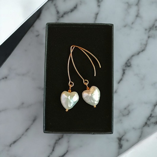 kolczyki z kamieniami Serce - perła : kolczyki : wyjątkowy prezent PREMIUM