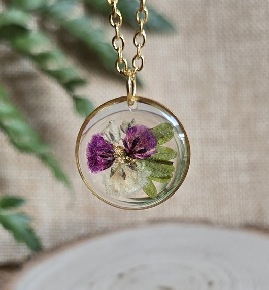 wisiory Wieczne kwiaty wisiorek kwiatowy kobiecy fiolet