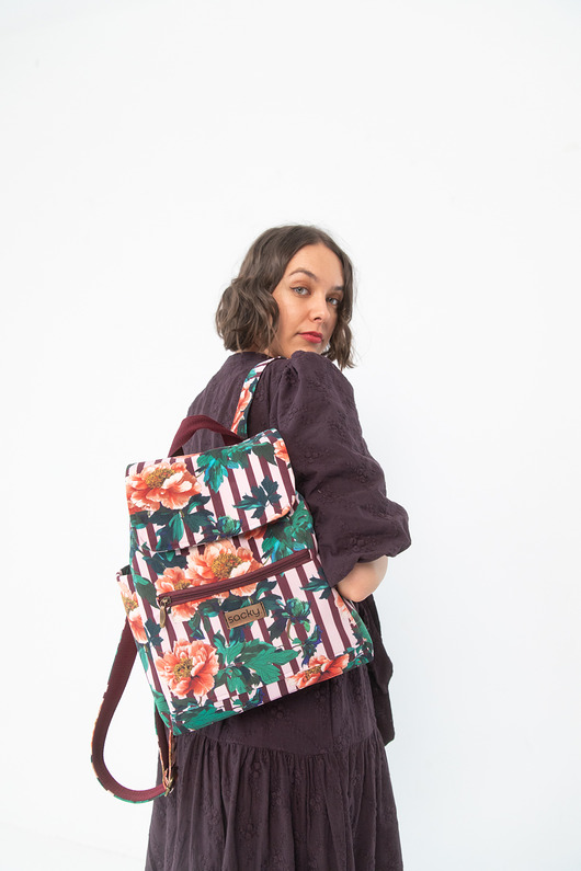 plecaki Plecak welurowy lucky karmin  (Różne rozmiary)