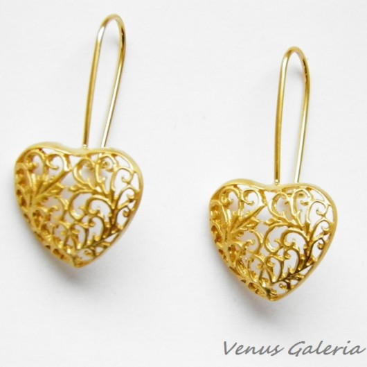 kolczyki pozłacane Kolczyki srebrne - Heart gold