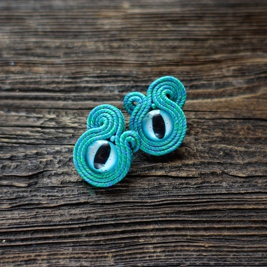 kolczyki soutache Turkusowe oko - kolczyki soutache