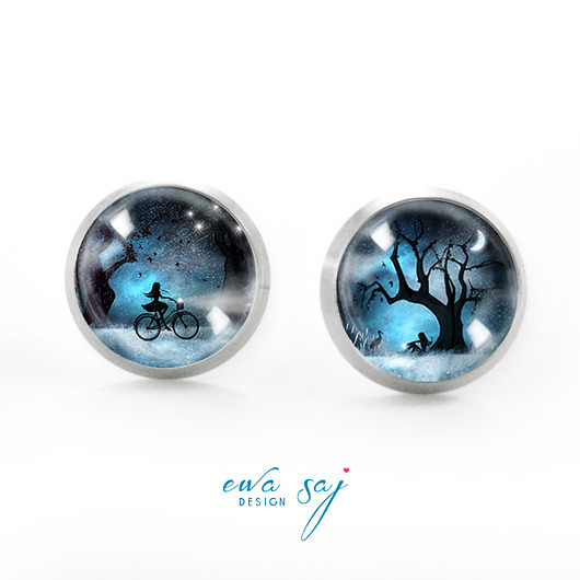 kolczyki szklane Star Girl Rower/Bocian mini wkręty