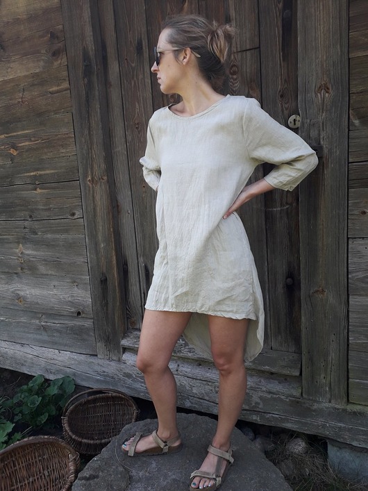 Tunika naturalny beż len L/XL Pole Wyobrazni
