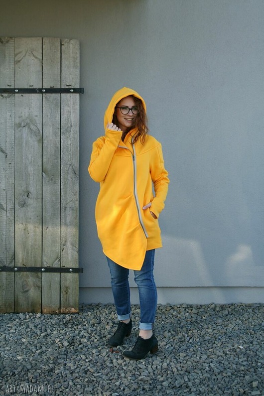 bluza z kapturem damska Bluza płaszczyk  damska asymetryczna bawełniana