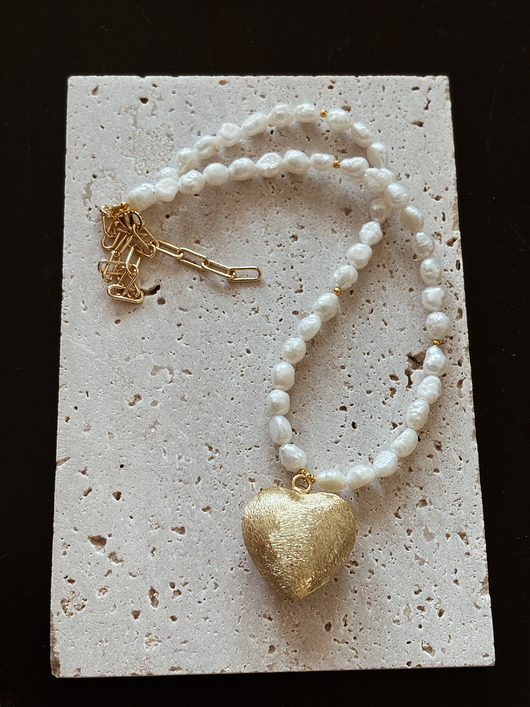 złote naszyjniki Naszyjnik z pereł naturalnych Serce