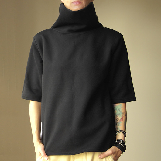 bluzki kimonowe damskie Bluza golf rękaw do łokcia czarna