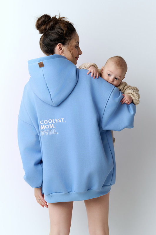 bluza z kapturem damska Bluza do karmienia COOLEST MOM EVER blue