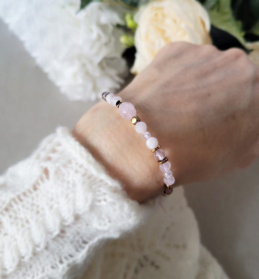 bransoletki z kamieni naturalnych KOZIOROŻEC- z kwarcem różowym Zodiakalna bransoletka