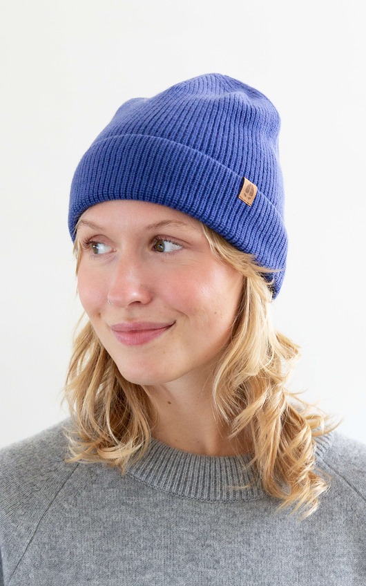 czapki damskie GAZELA RWS - Lekka Czapka Chabrowy 100% Wełna Merino RWS