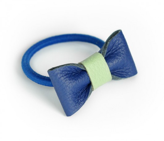 KOBALTOWO-PISTACJOWA gumka z kokardką silverlining