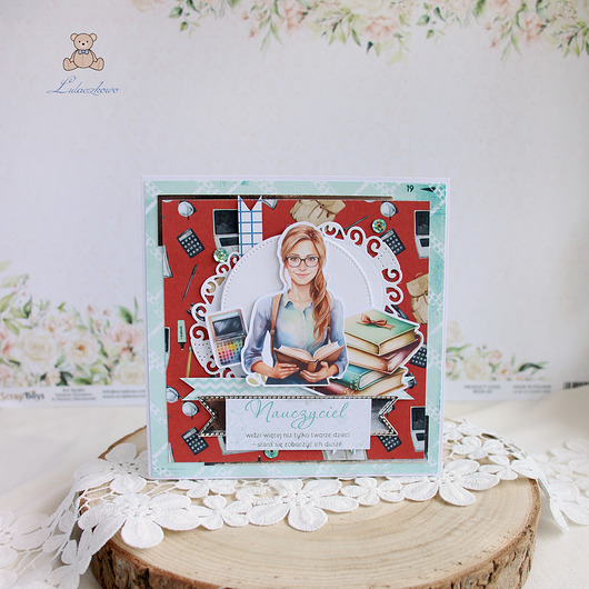 kartki scrapbooking Kartka Zakończenie Roku Szkolnego, dla nauczyciela 10 GOTOWA