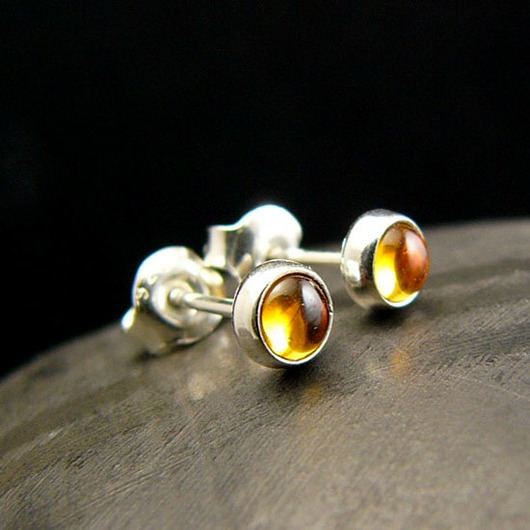 kolczyki z kamieniami Kolczyki Drobinki z Cytrynem - Cytryn Srebro 3mm