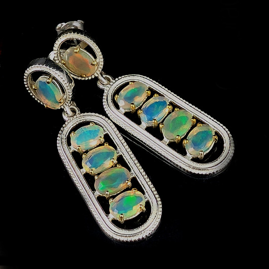 kolczyki srebrne Kolczyki srebrne eteryczne z  opalami